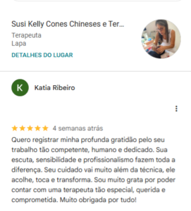 Quero registrar minha profunda gratidão pelo seu trabalho tão competente, humano e dedicado. Sua escuta, sensibilidade e profissionalismo fazem toda a diferença. Seu cuidado vai muito além da técnica, ele acolhe, toca e transforma. Sou muito grata por poder contar com uma terapeuta tão especial, querida e comprometida. Muito obrigada por tudo!